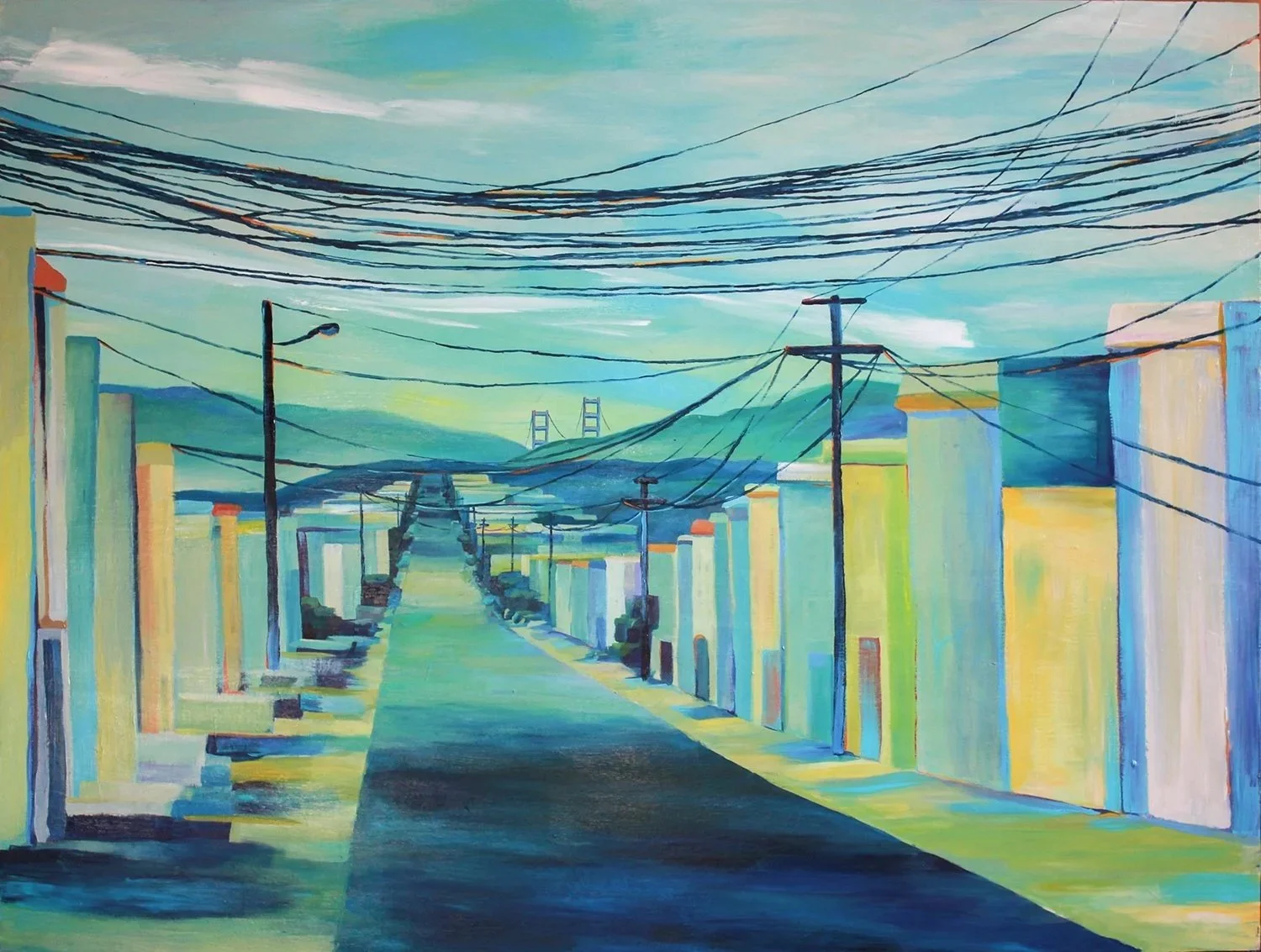 Painting of the Outer Richmond, San Francisco looking towards the Golden Gate Bridge