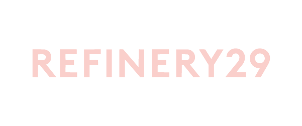 Text reading 'REFINERY29' in pink on a black background.