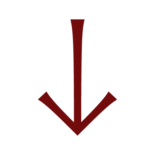 Black background with a downward-pointing red arrow.
