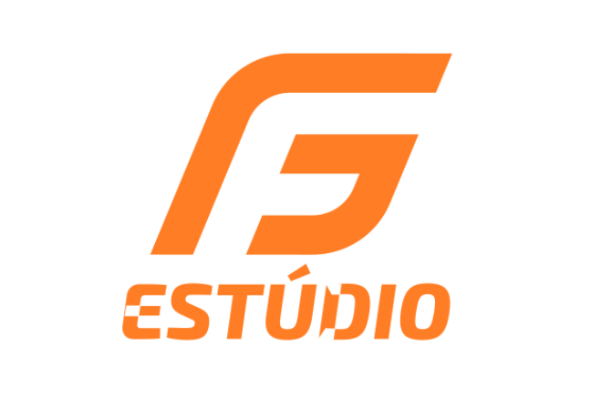 Logotipo do Estúdio G, com letra G estilizada em laranja e a palavra Estúdio também em laranja, em fundo branco.