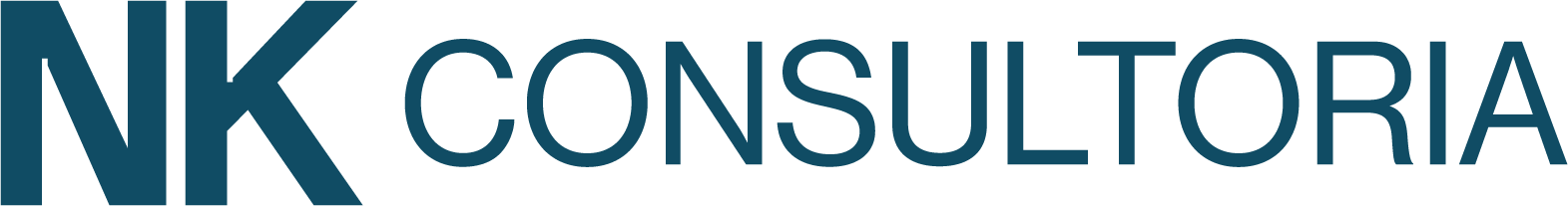 Logotipo da NK Consultoria em cores azul escuro, com o nome 'NK CONSULTORIA' em destaque.