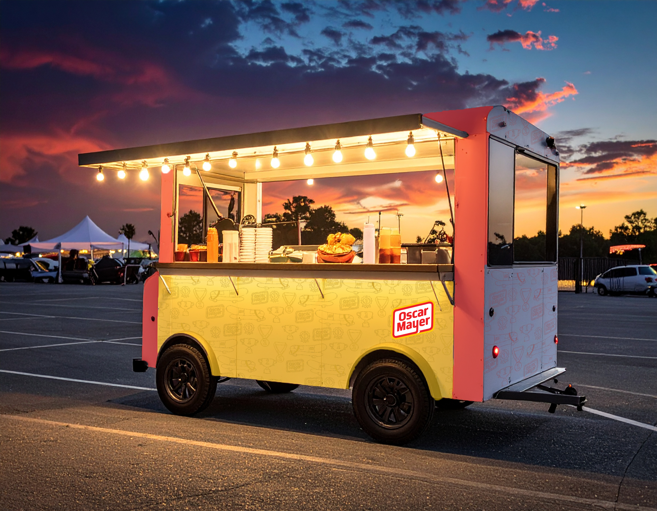 Hot dog cart for the "Sober Up Stations" at the venue parking lot. They are responsible for dispersing food, water, stickers, and discounted Uber vouchers to promote safe driving.