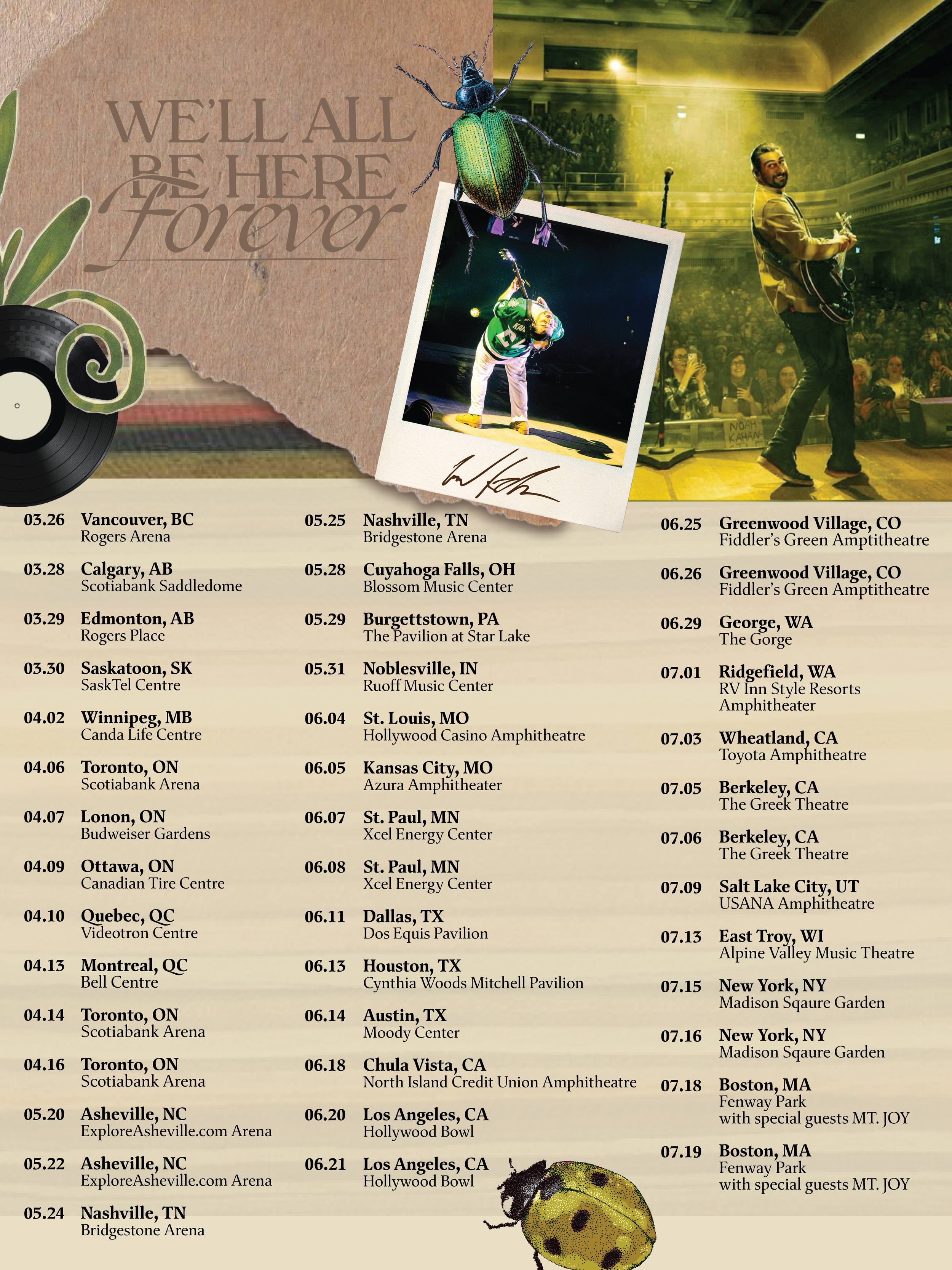 Concert poster with tour dates