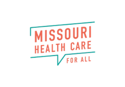 Missouri Health Care for All logo with stylized speech bubble design.