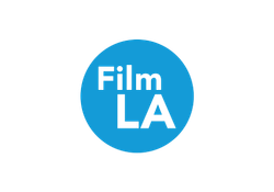 Blue circle with the text 'Film LA' inside