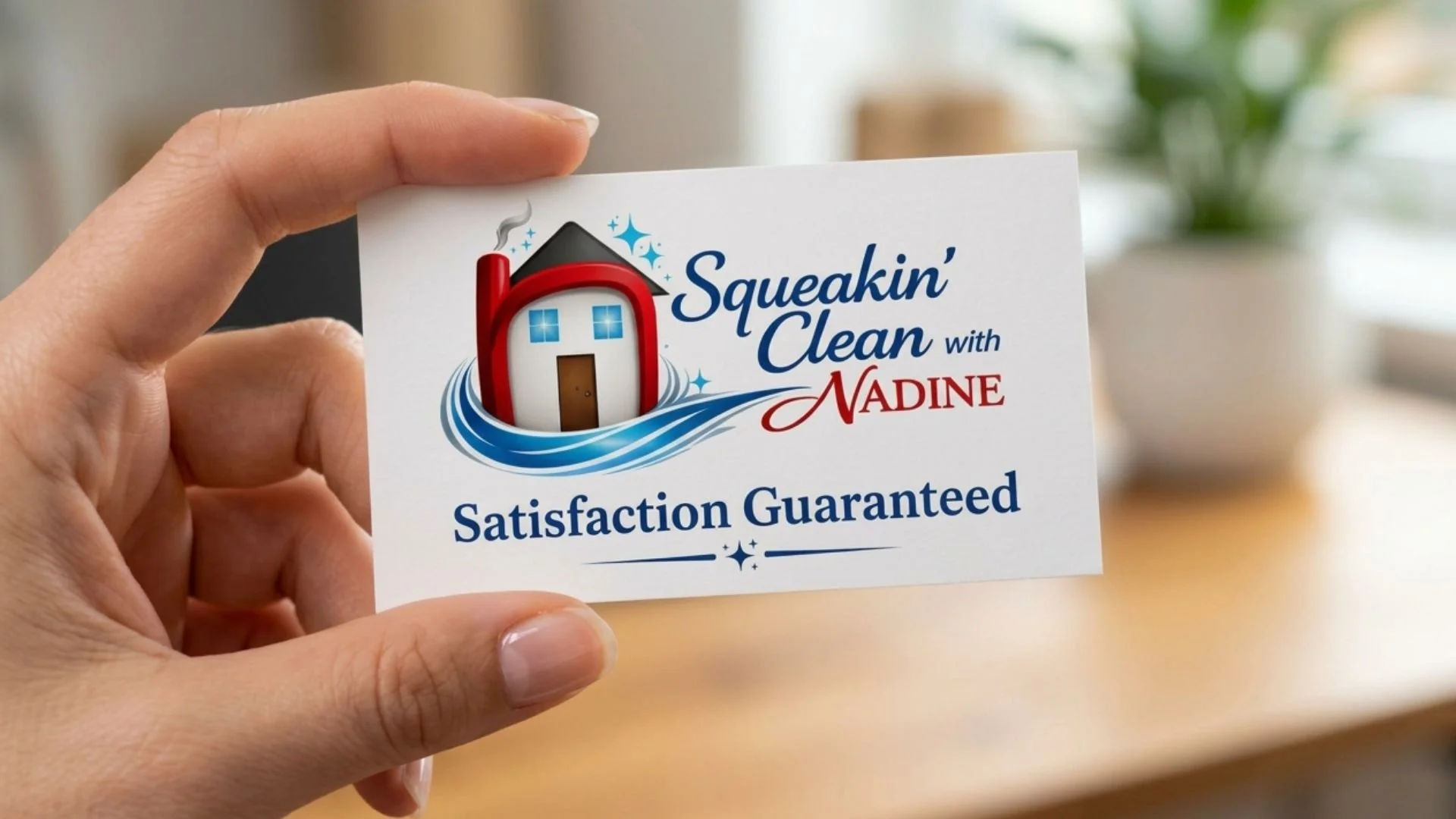 a hand holding a business card that says satisfaction guaranteed