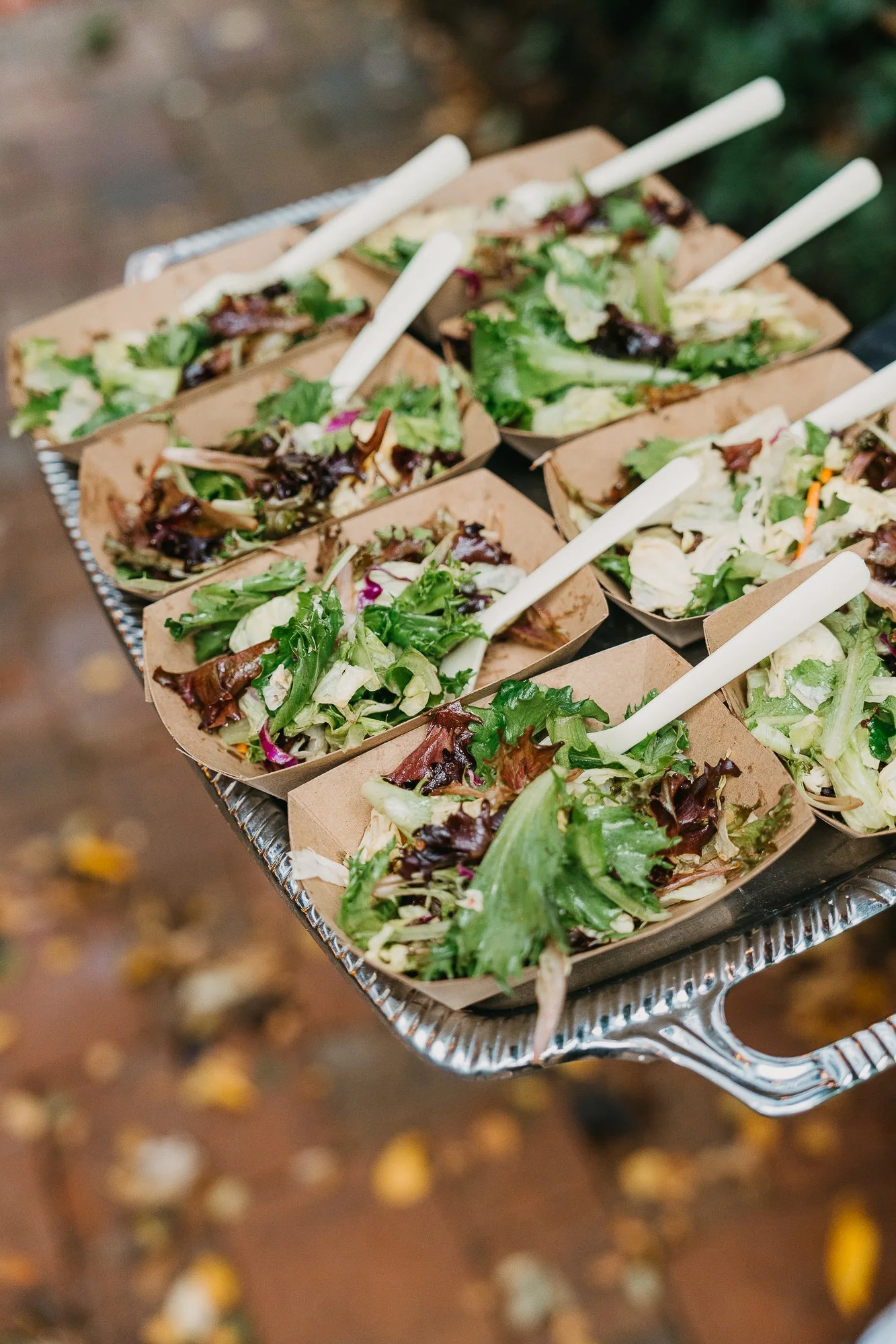 Fresh seasonal salad served in individual boats
