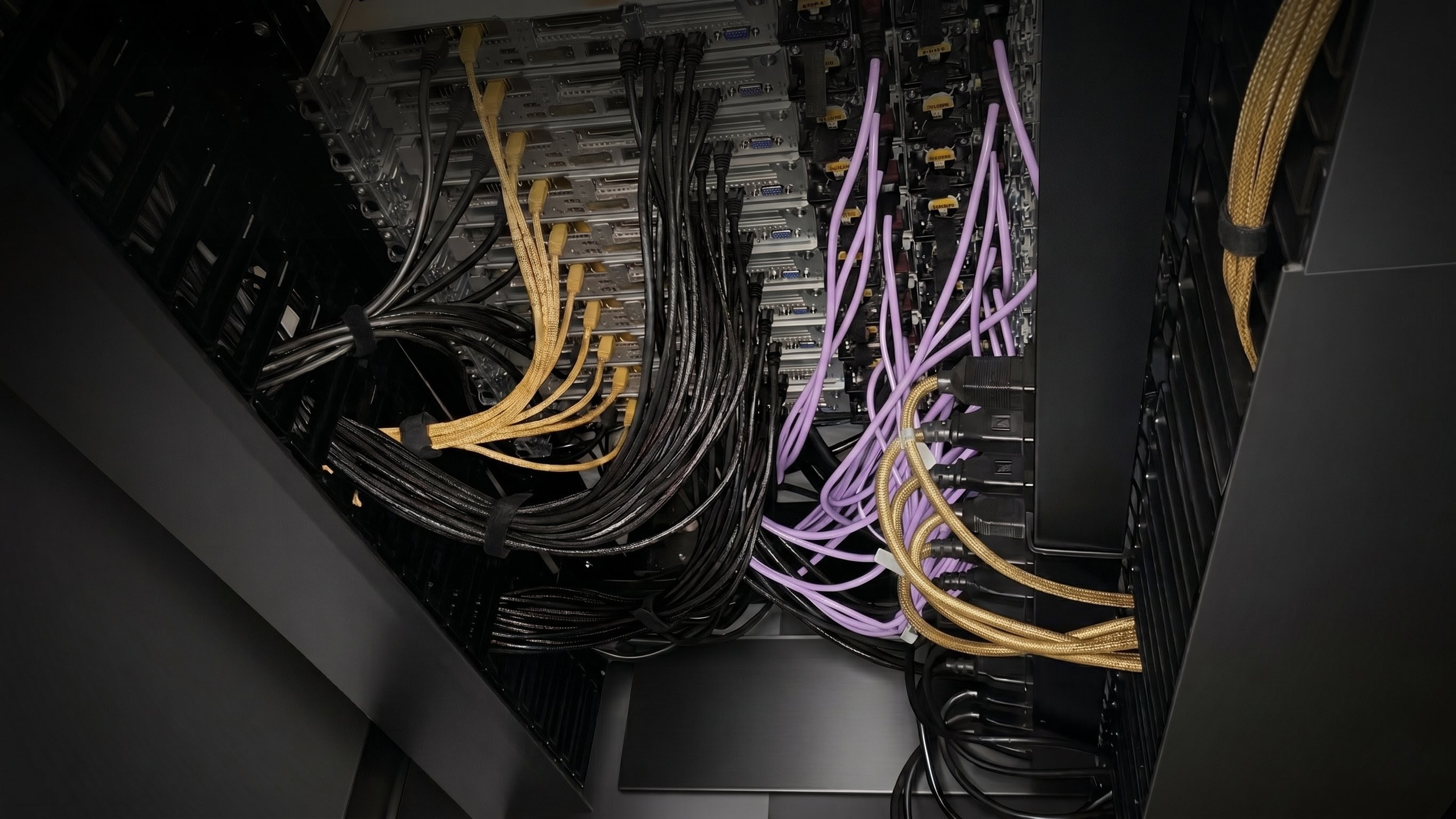 Meticulously organized network switch and server rack cabling demonstrating disciplined IT infrastructure engineering by Good Operations.
