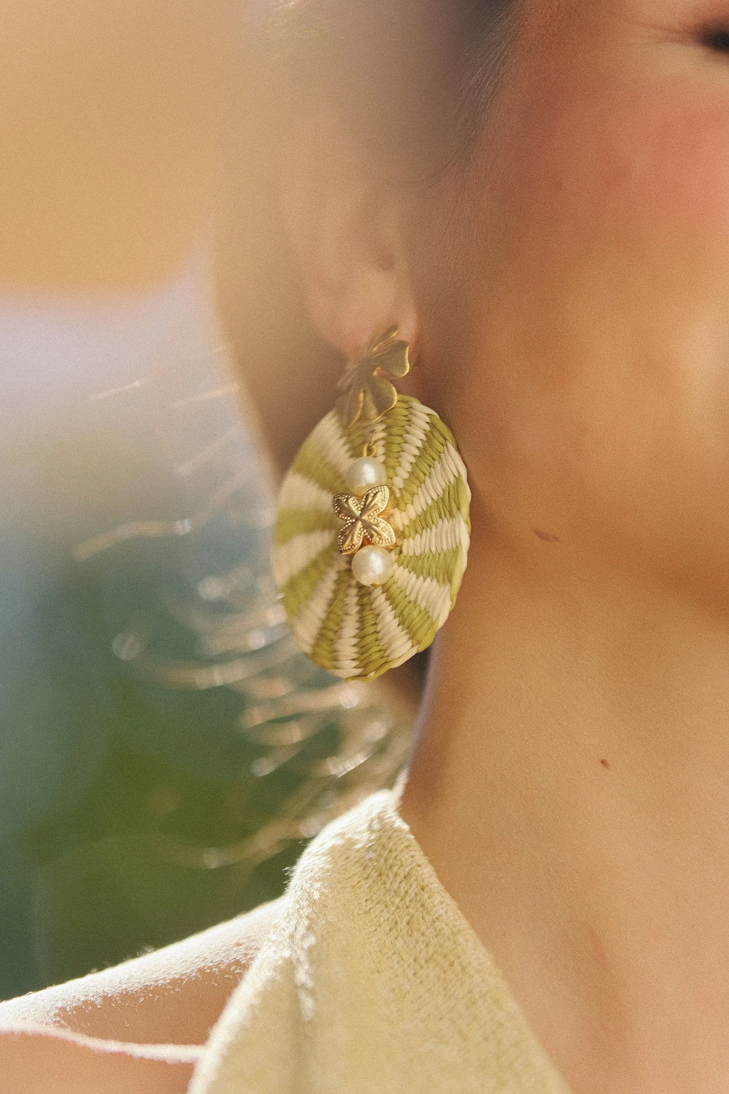 Paja Toquilla Earrings in Green