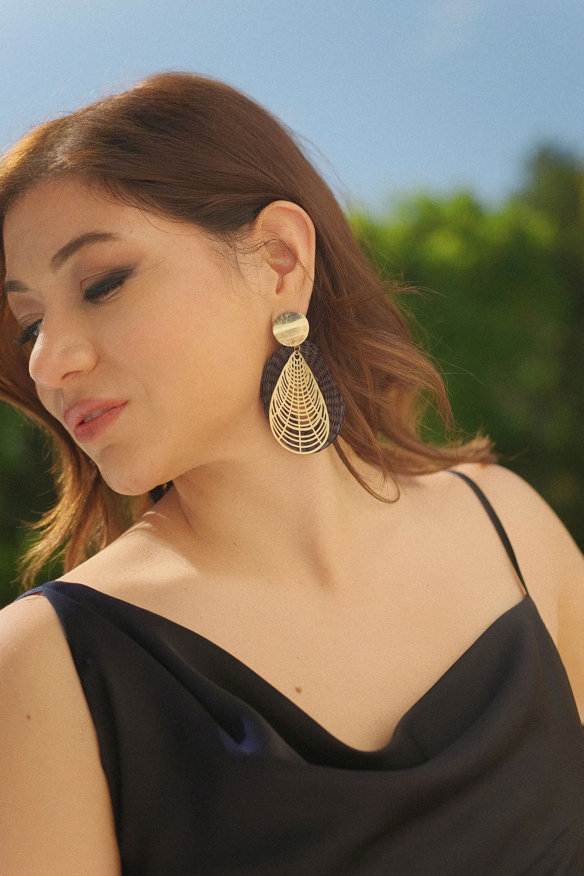 Blue Paja Toquilla Earrings