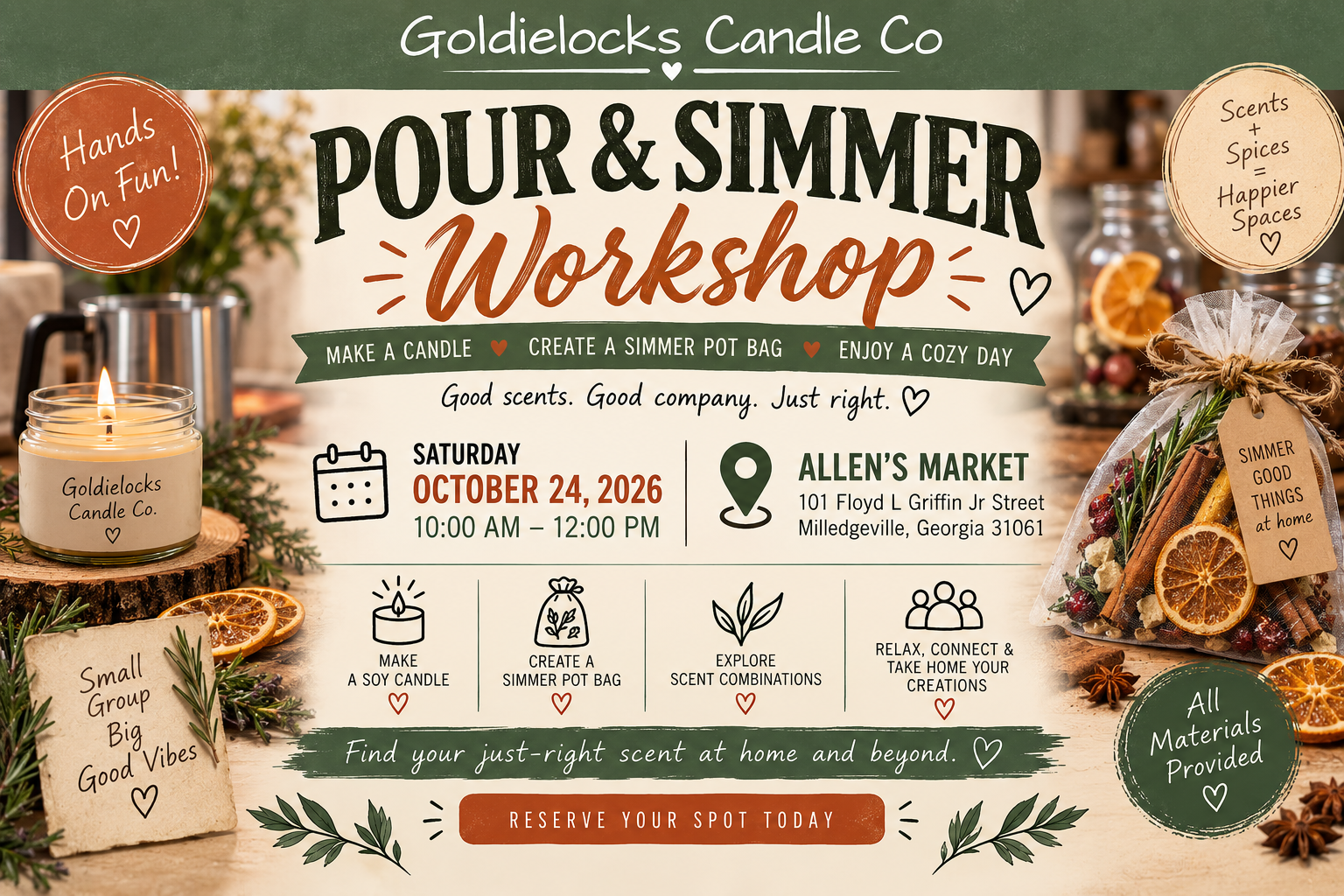 Goldielocks Candle Co Pour & Simmer Workshop