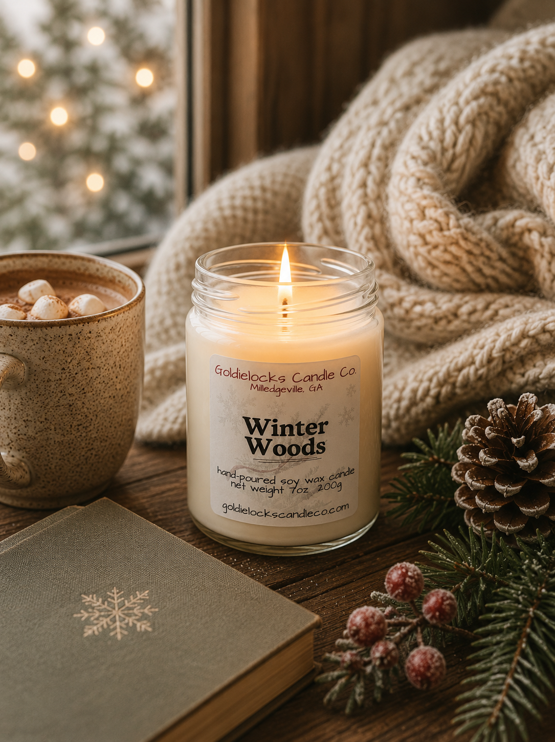 Winter Woods Lit Candle.png