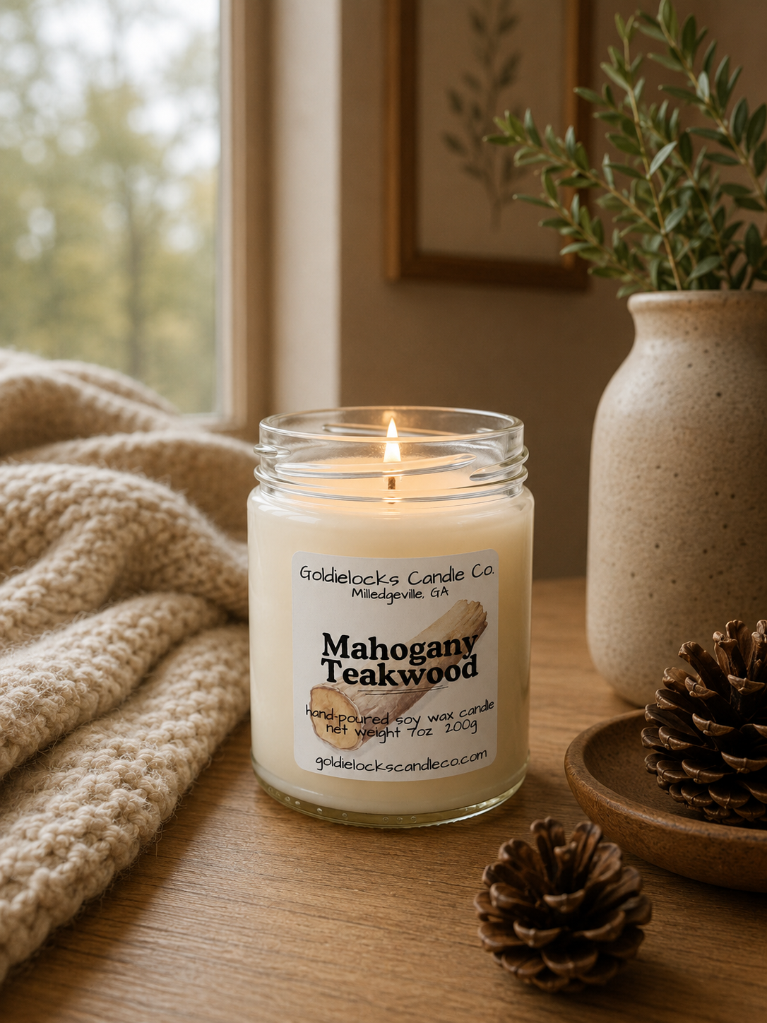 Mahogany Teakwood Lit Candle.png