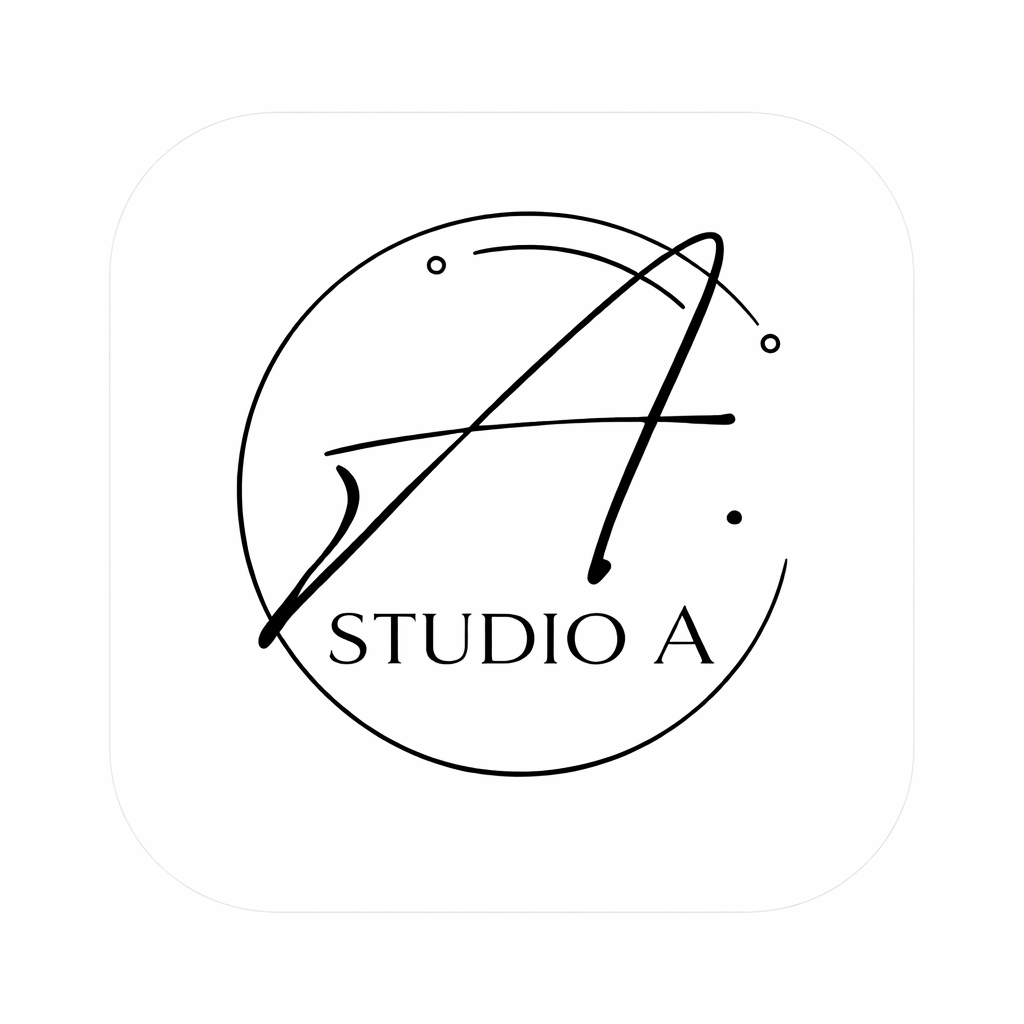 Black and white logo with an orbit or planetary design surrounding the text "STUDIO A".