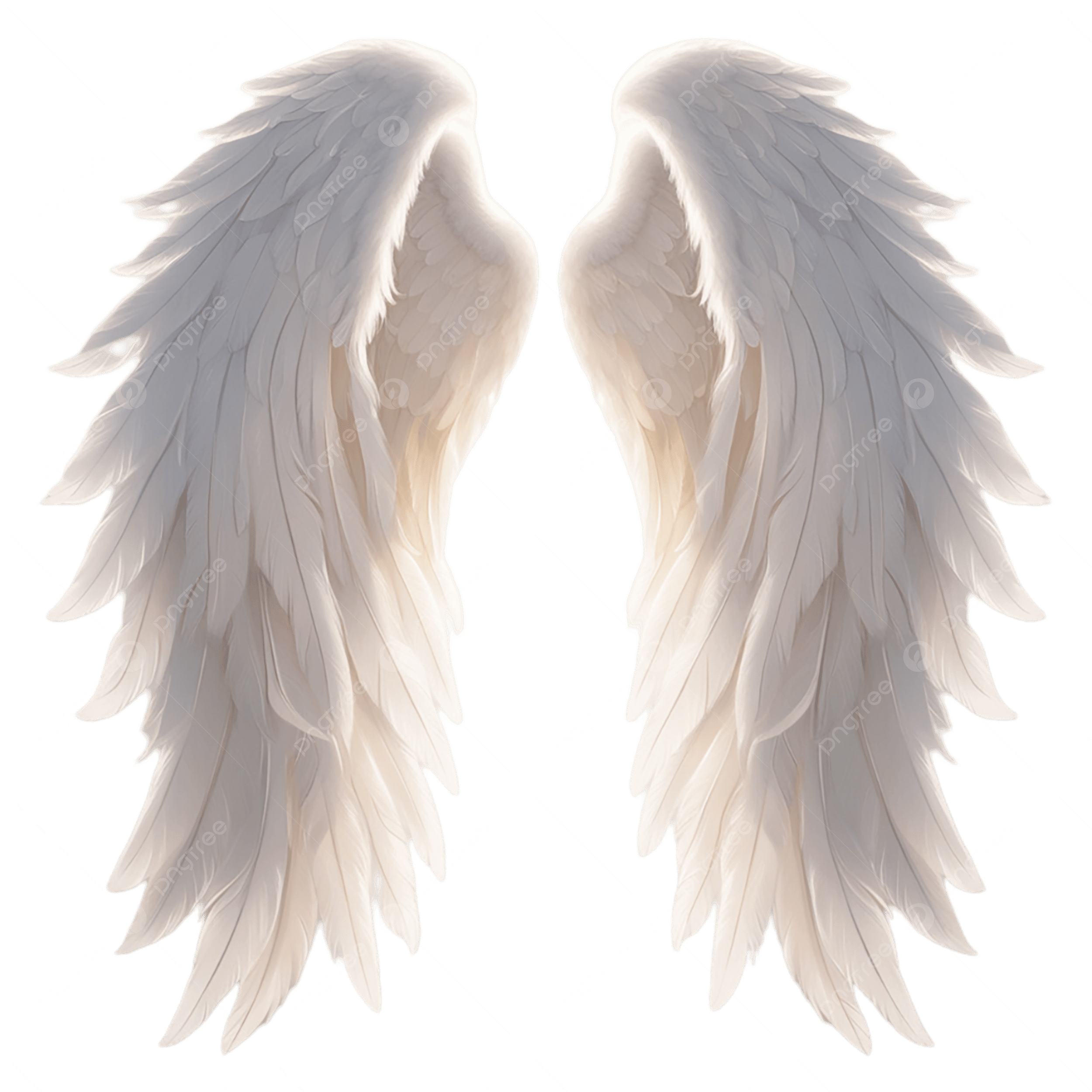 A pair of white angel wings against a black background.