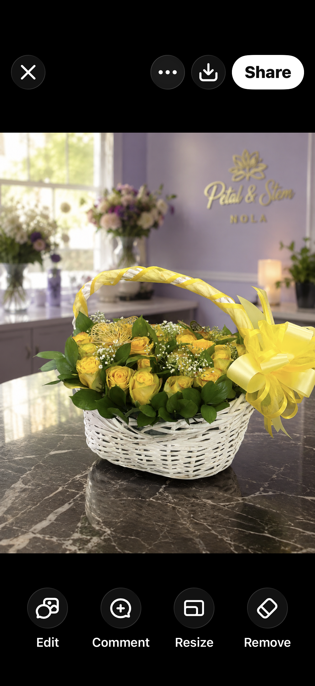 Golden Sunshine Rose Basket