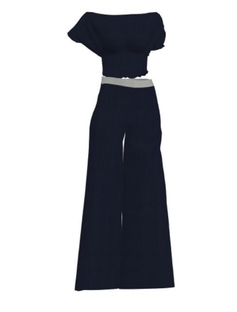 Off-the-Shoulder Wide Leg Denim Set