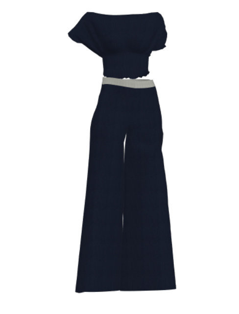 Off-the-Shoulder Wide Leg Denim Set