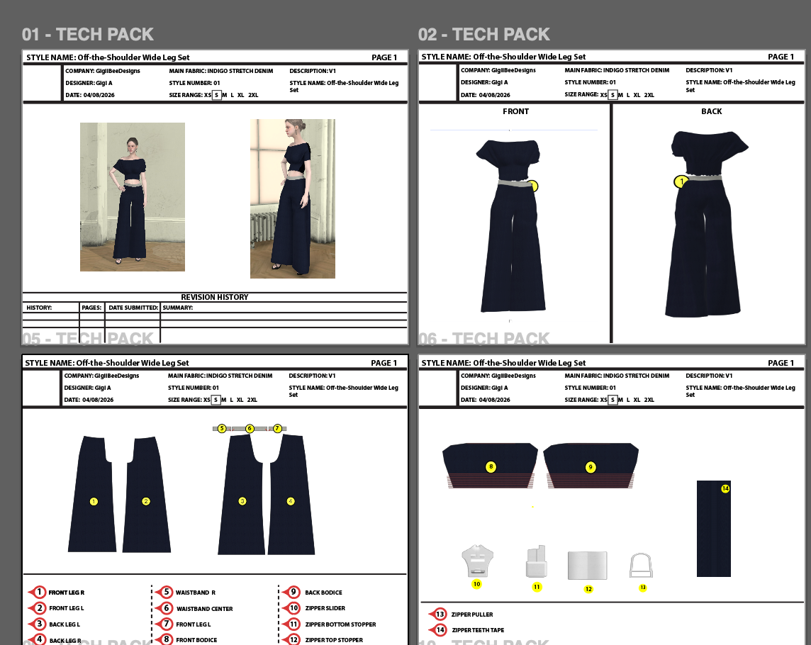 Off-the-Shoulder Wide Leg Denim Set