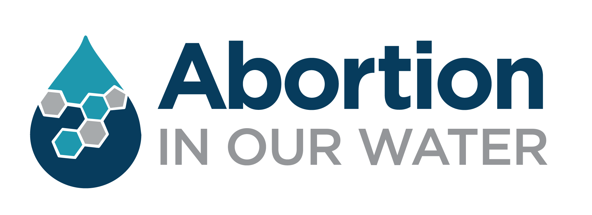 Logo of a water droplet with hexagons inside, next to the text 'Arption IN OUR WATER'.