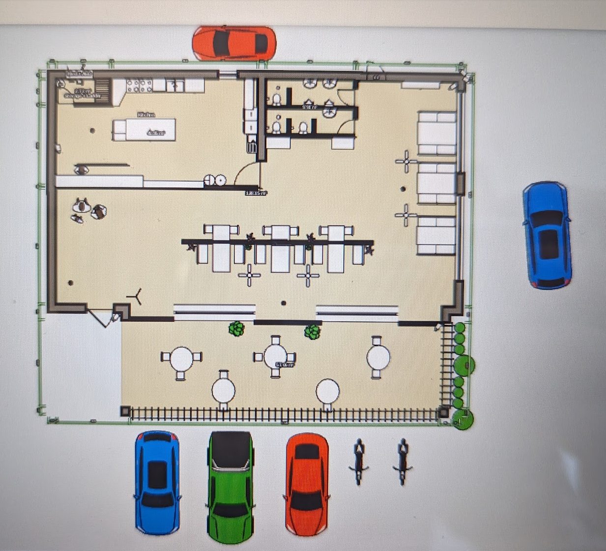 Floorplan of a business made and integrating location of vertical farming