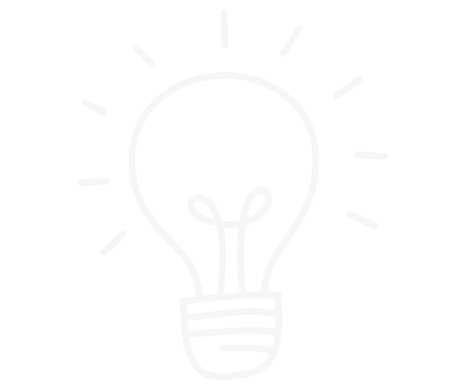 Simple line drawing of a light bulb with light rays on a black background.