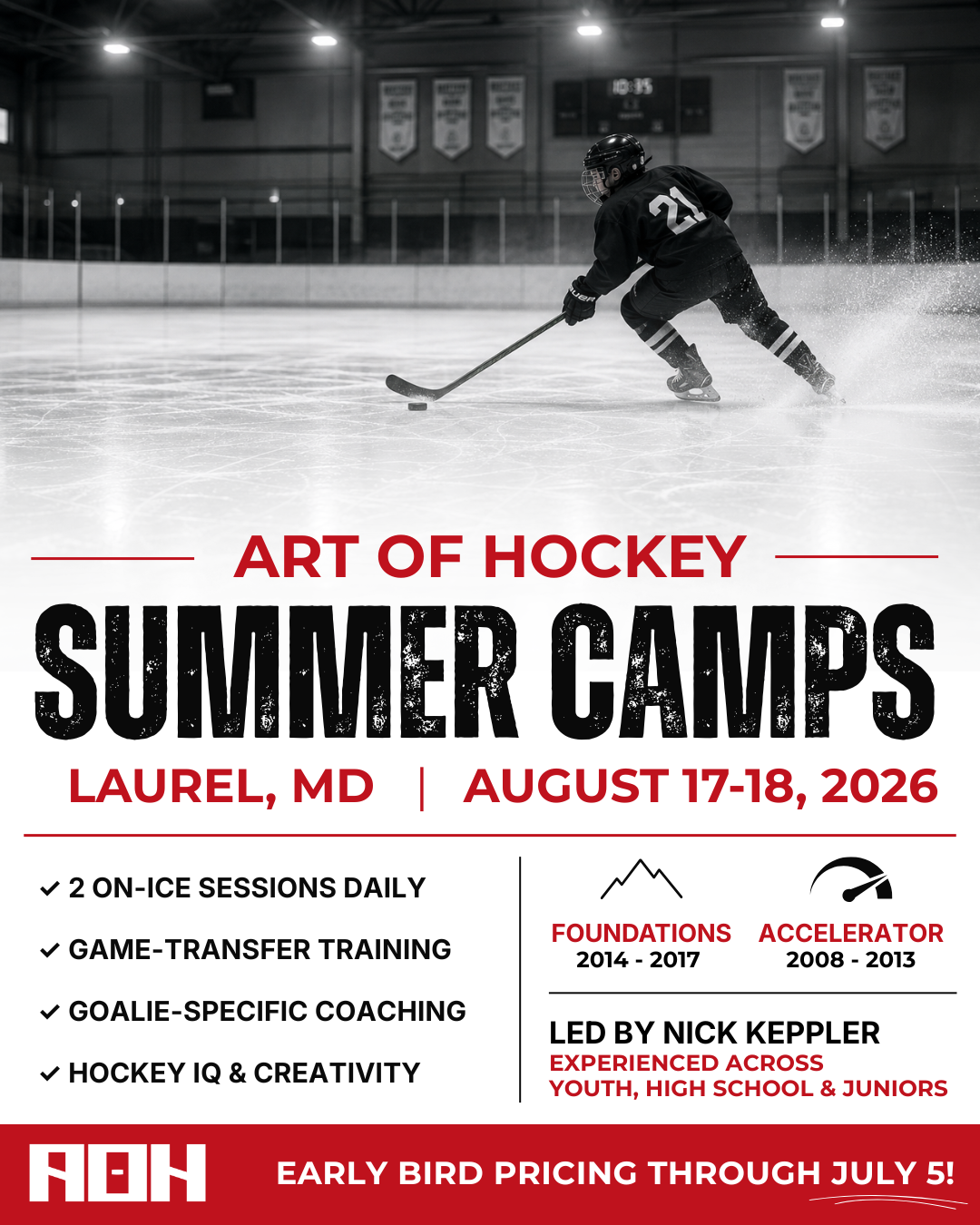 Art of Hockey Summer Camp Flyer for Summer Hockey Camps in Maryland this Summer