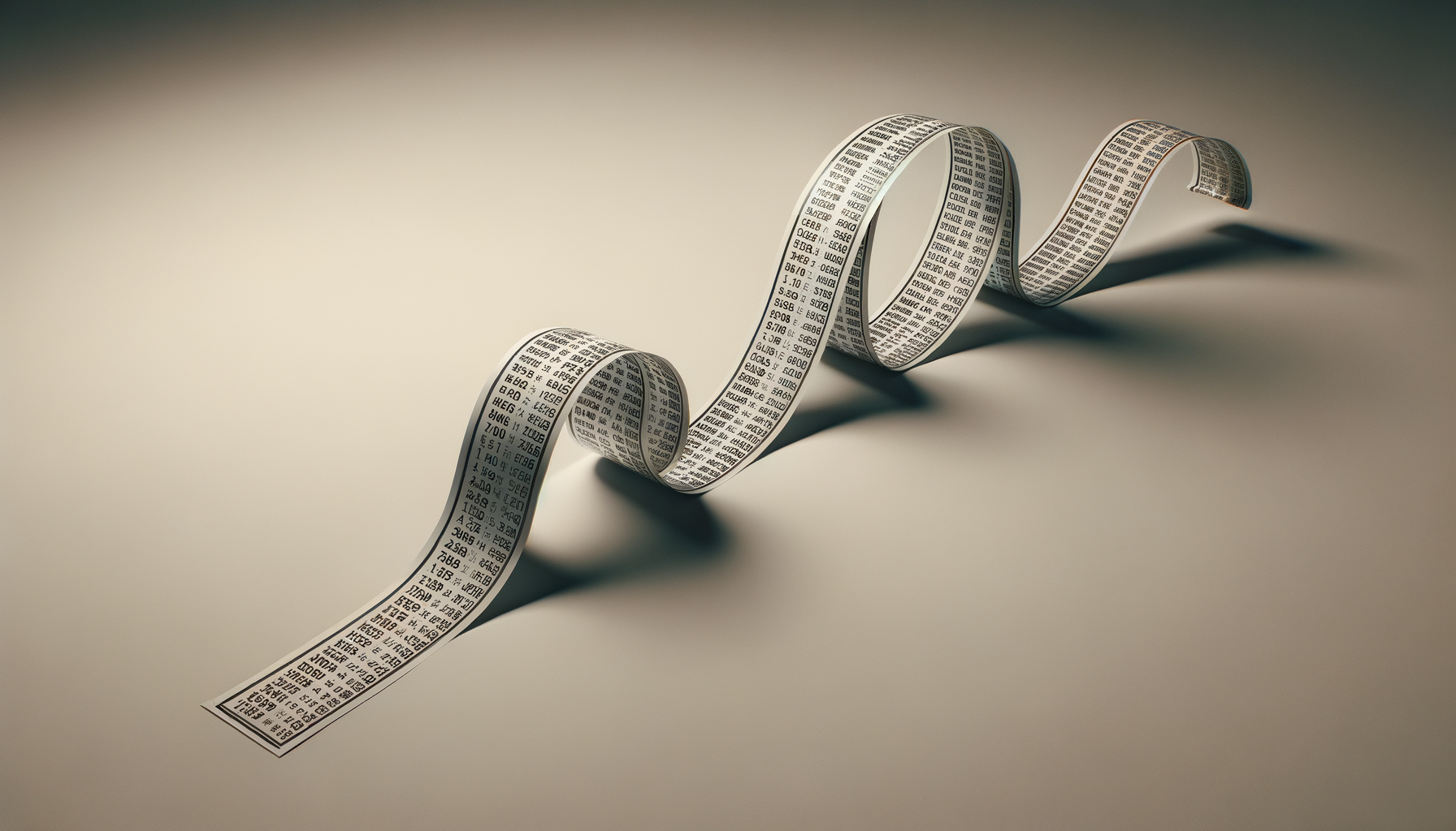 A curled strip of newspaper resembling a question mark on a plain surface.