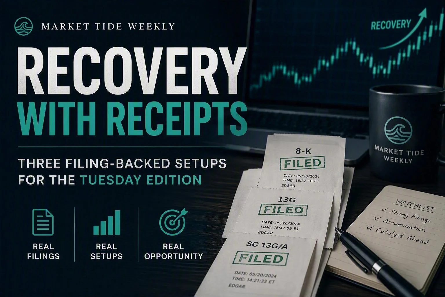 Recovery With Receipts: Three Filing-Backed Setups for the Tuesday Edition