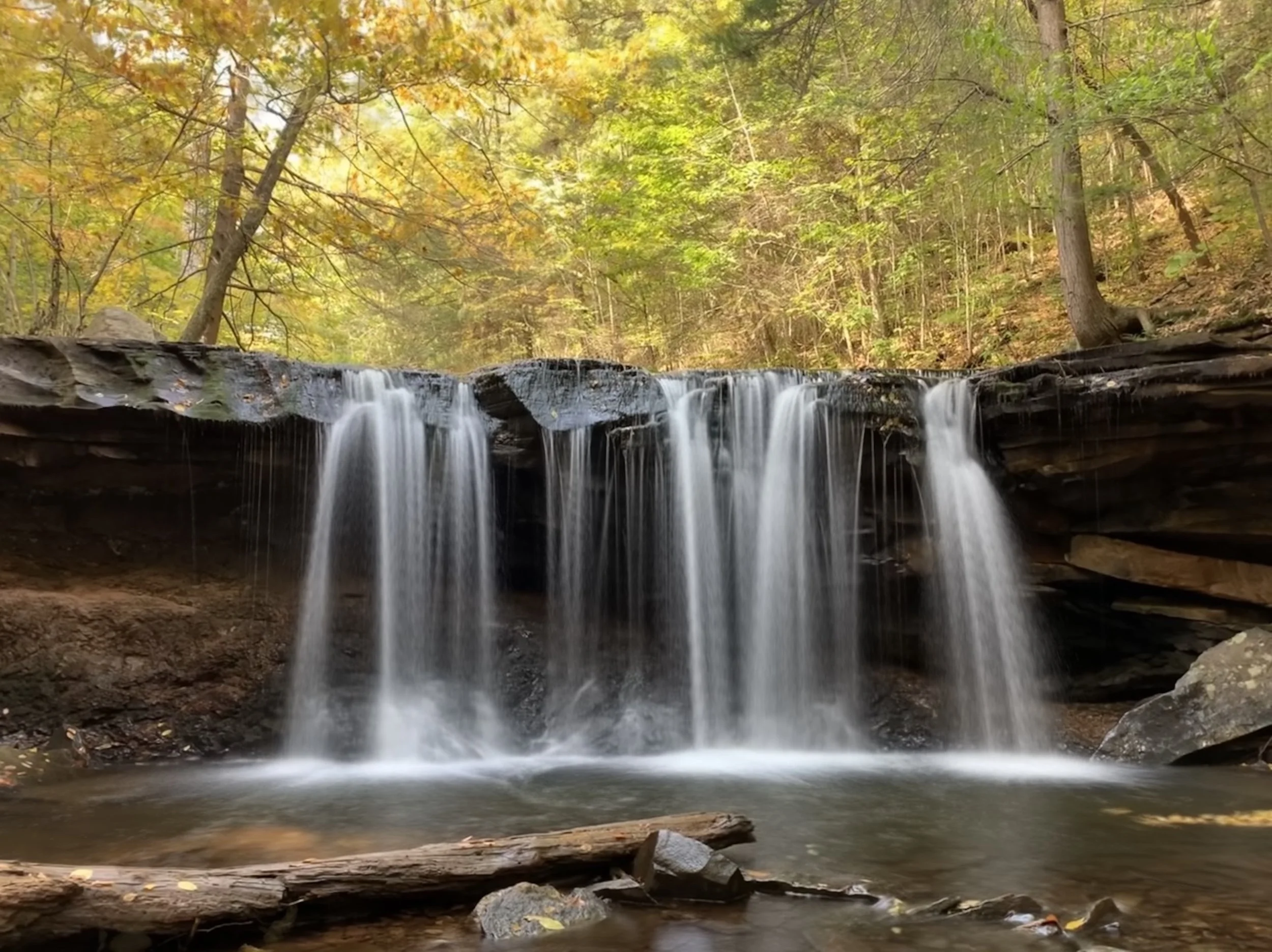 waterfall with fall foliage