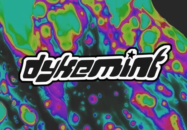 Colorful, psychedelic abstract background with the word 'dysfunctional' in bold black and white stylized font.