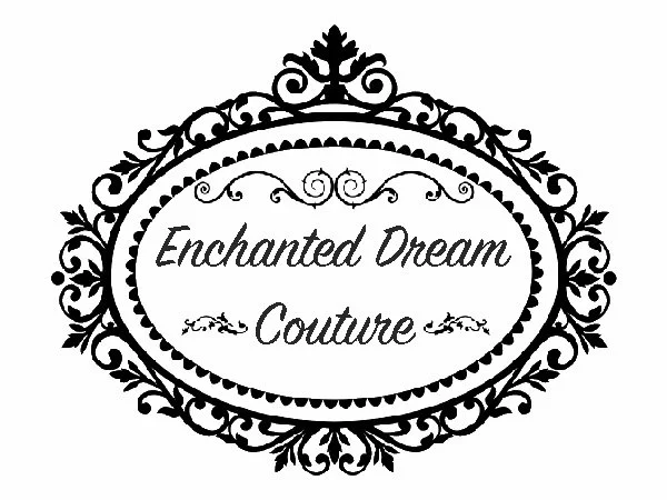 Logo with ornate black decorative border and the text 'Enchanted Dream Couture' inside in elegant script.