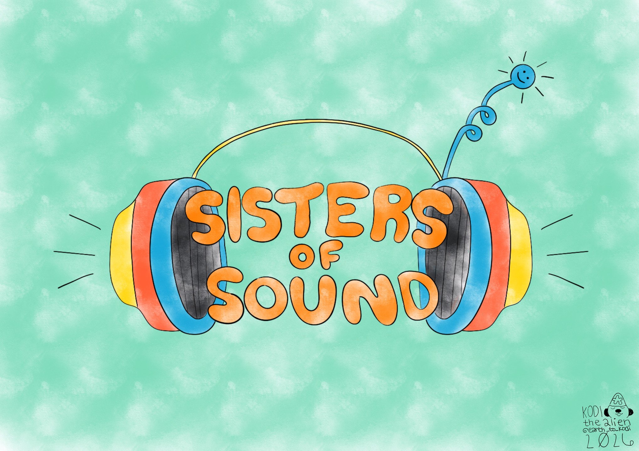 Sisters Of Sound Headphones Postcard