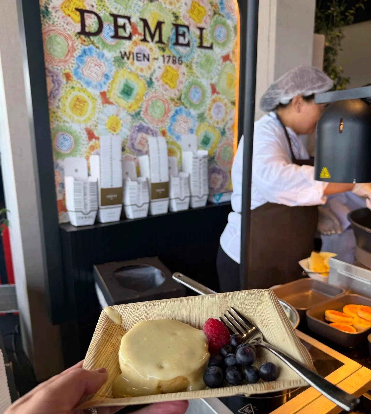 Silverstone Paddock Club main lounge breakfast pancake