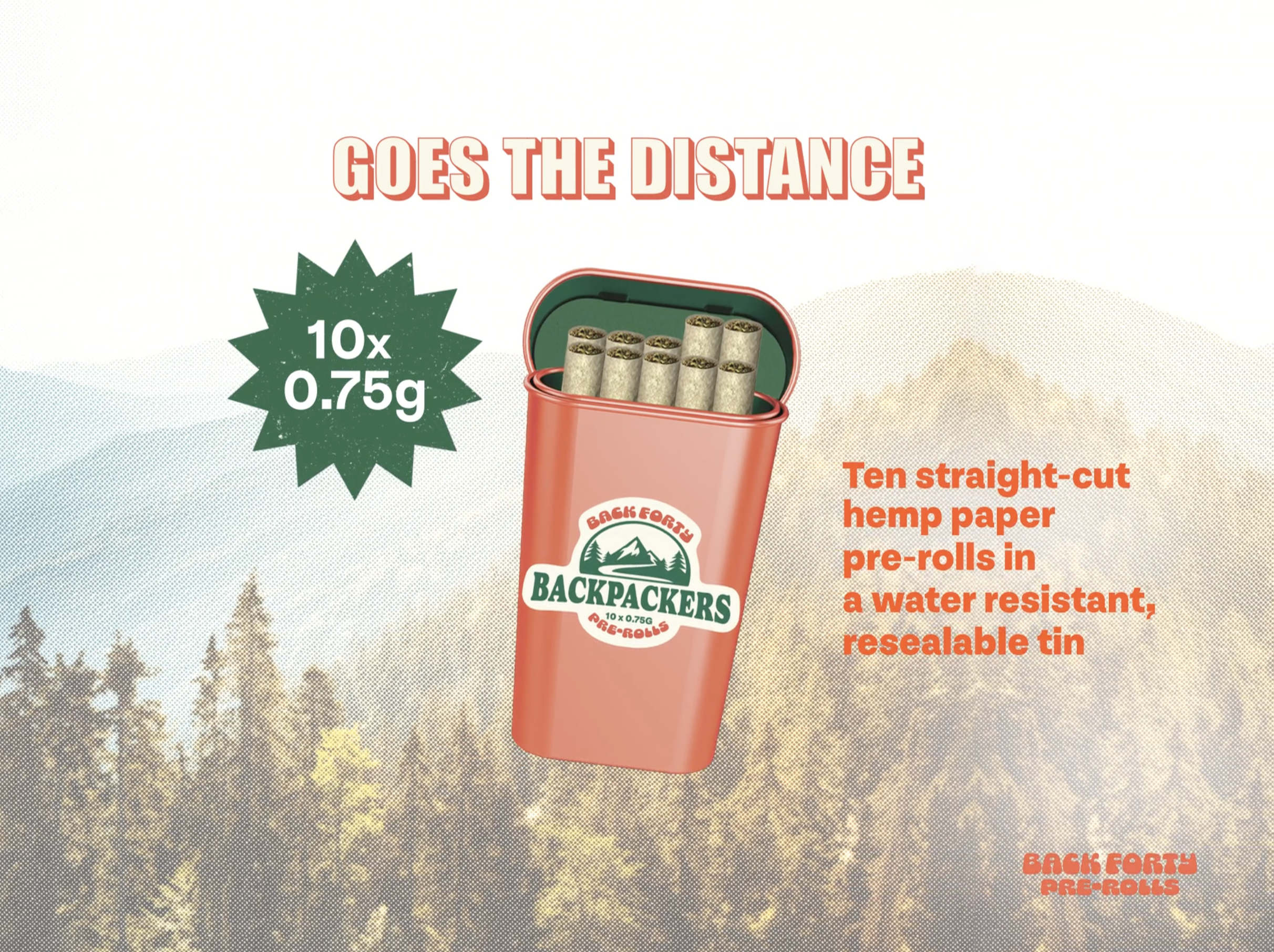 Backpackers Pre-Rolls showcased with product features and description