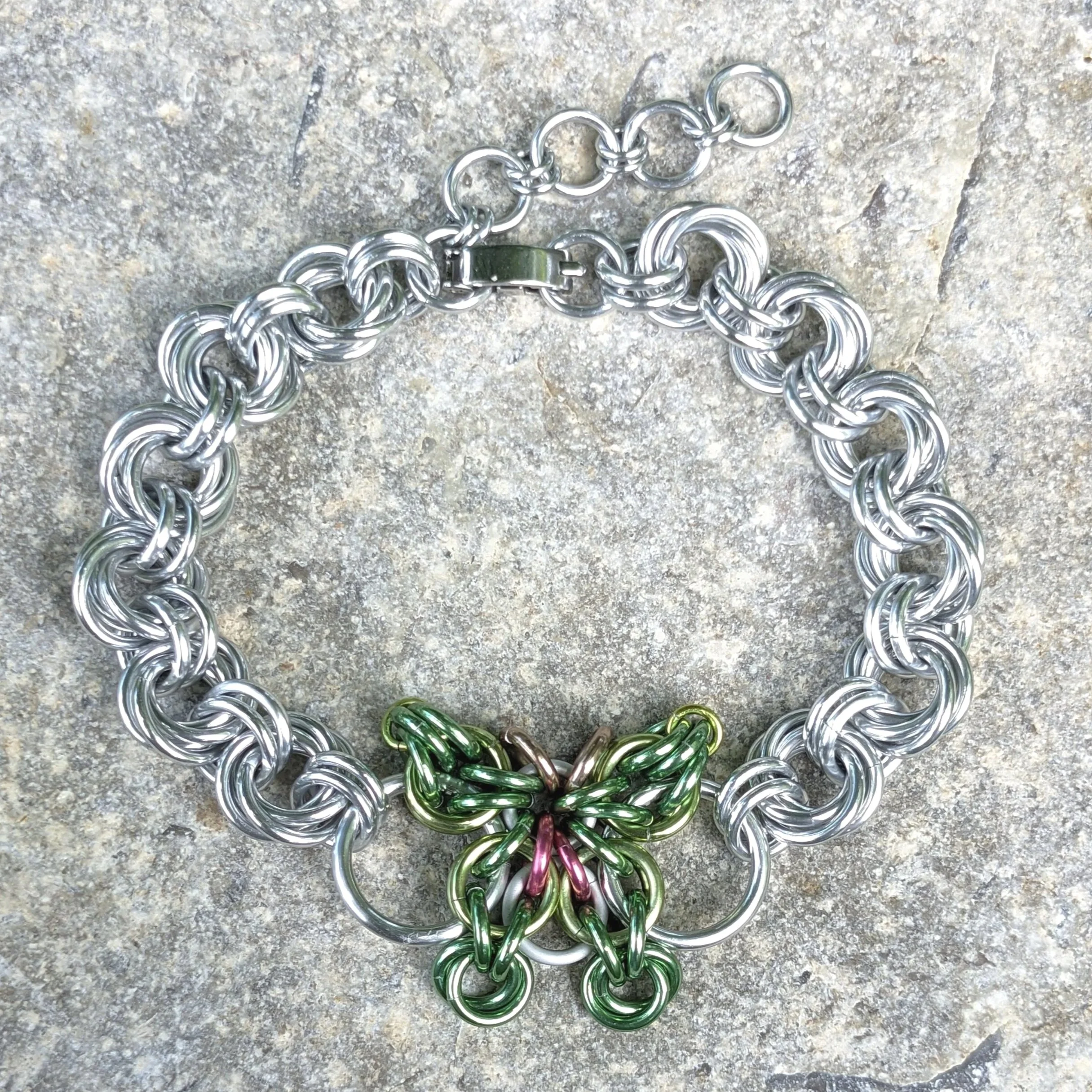 Luna moth chainmaille bracelet