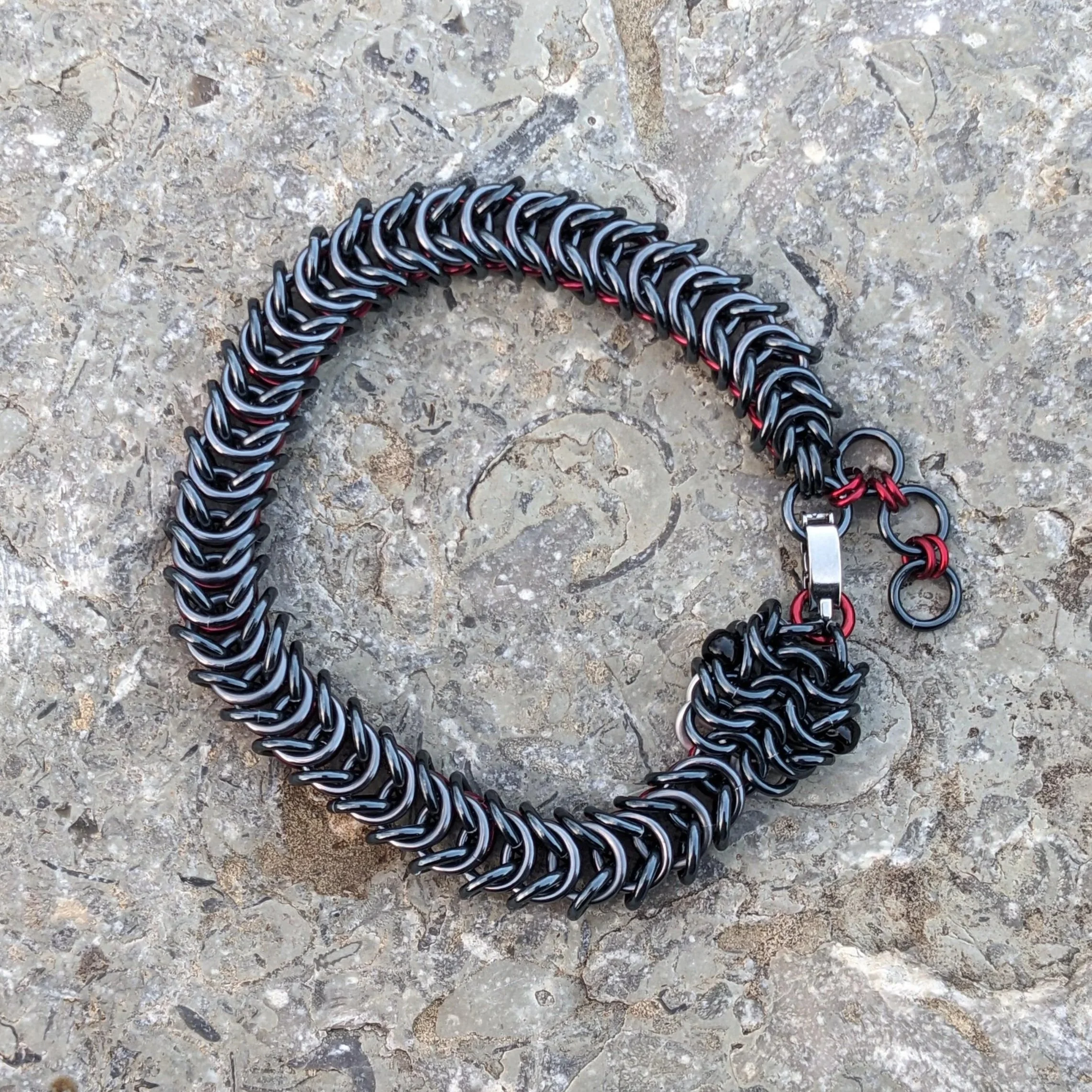 Red-bellied Snake Bracelet — Midnight Maille Weaver