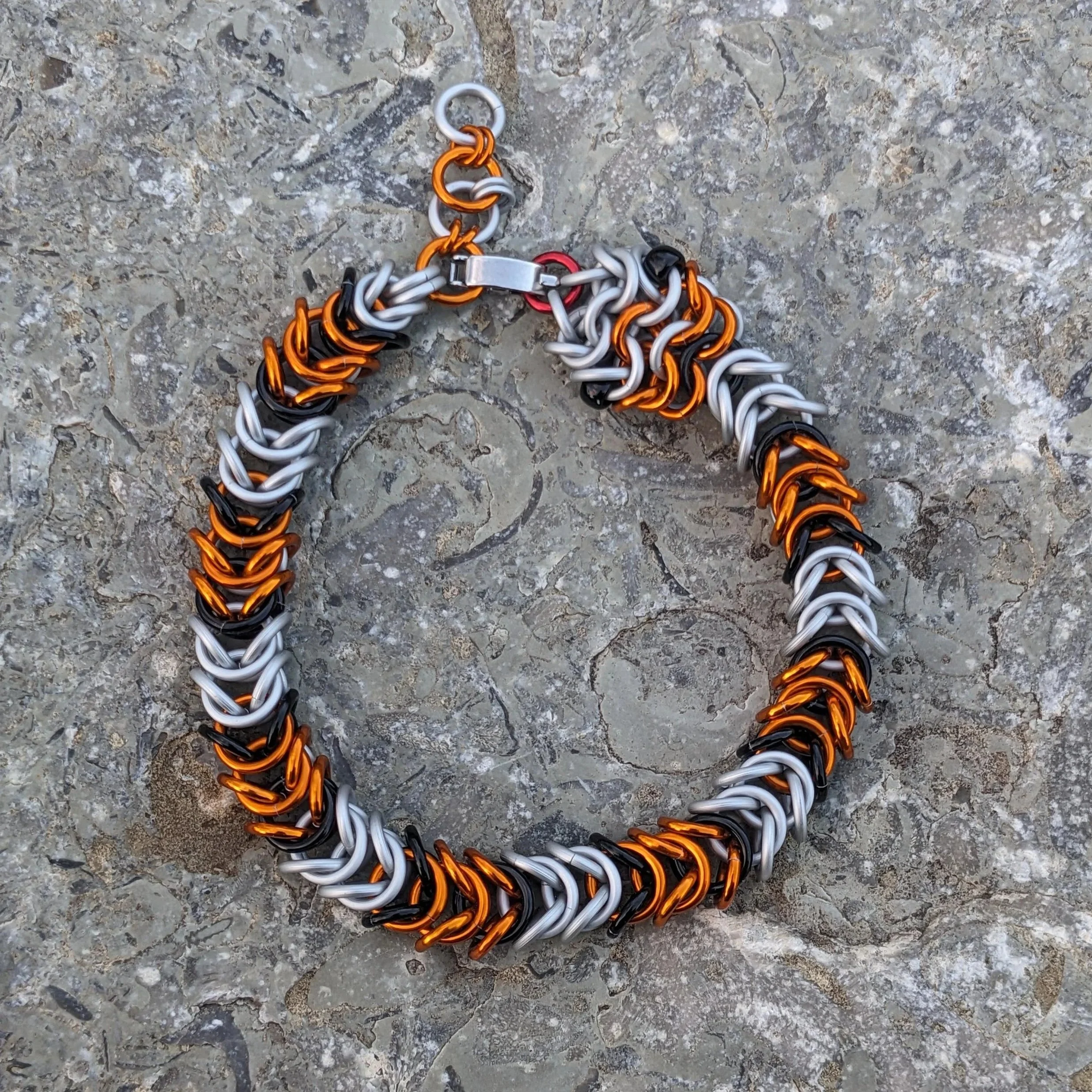 Eastern Milksnake Bracelet (Orange Morph) — Midnight Maille Weaver