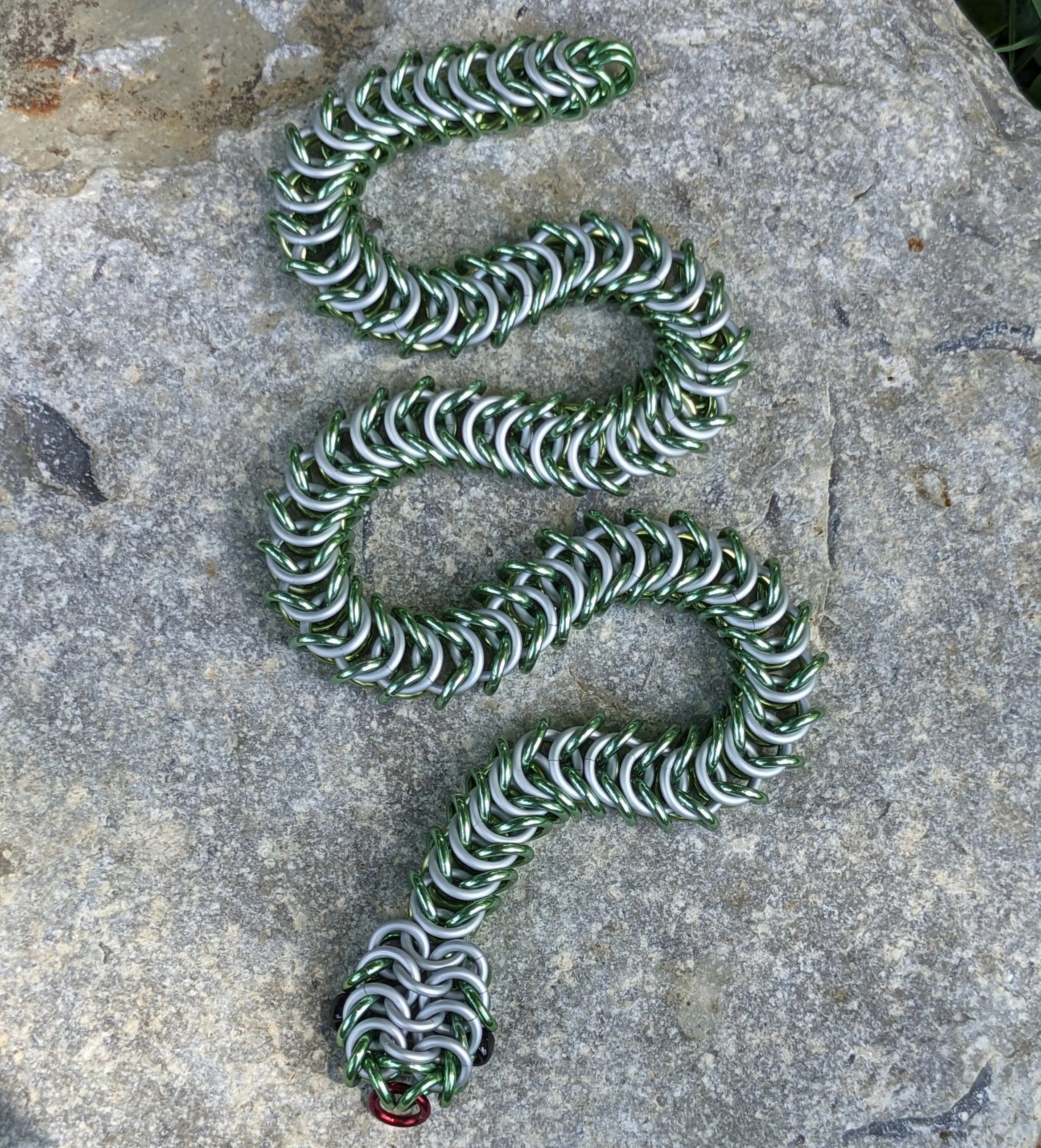 Chainmaille Smooth Greensnake underbelly