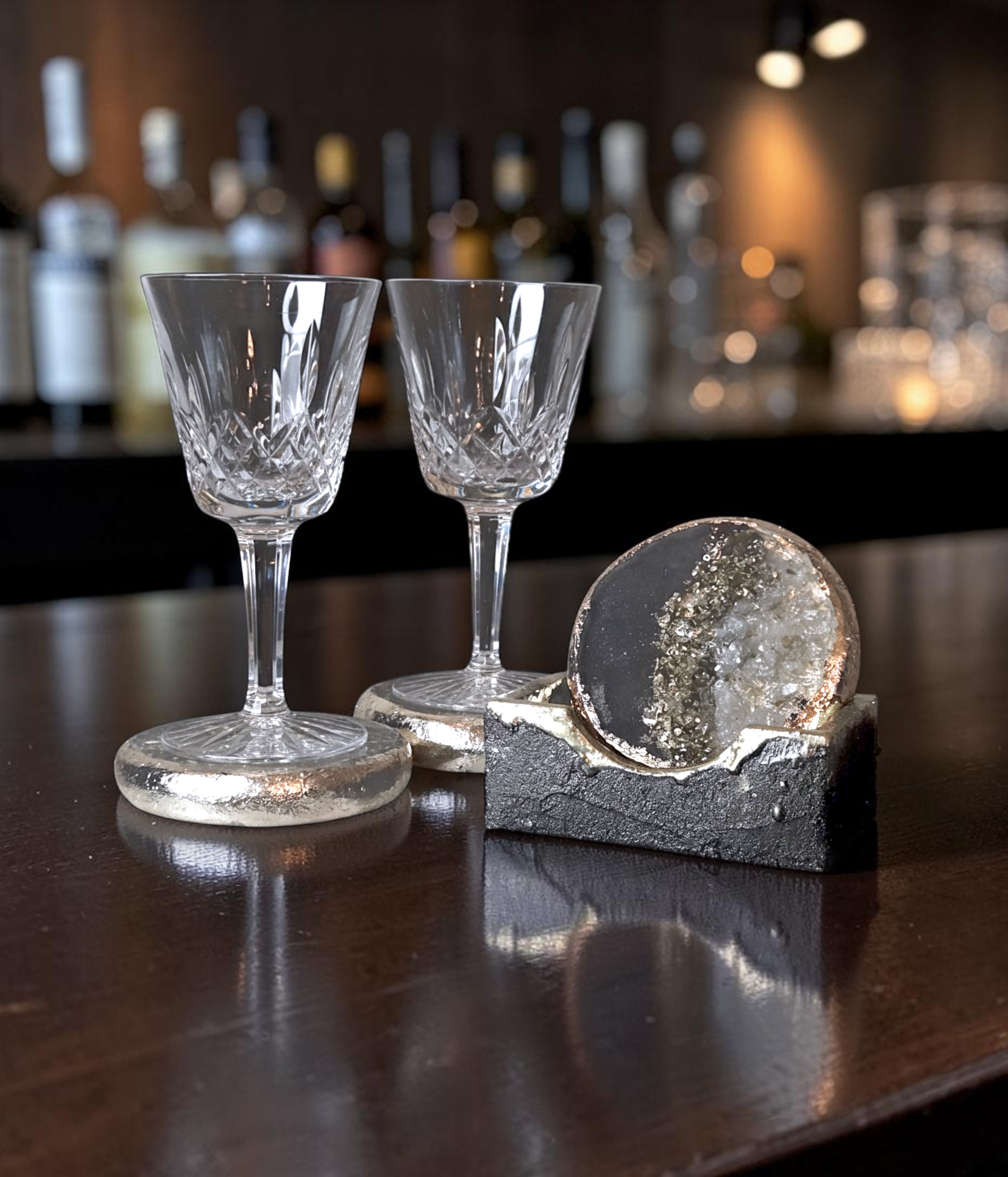 Crystal Geode Coaster Set | Concrete Collection | Dining & Entertaining