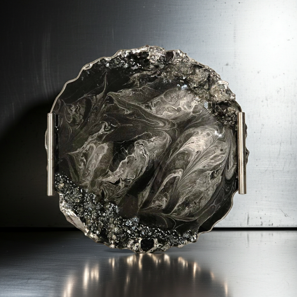 Luxury-Black-and-Silver-Marbled-Resin-Tray-with-Quartz-&-Crushed-Glass-Edges-(Round-with-Silver-Handles)-edited_1.png