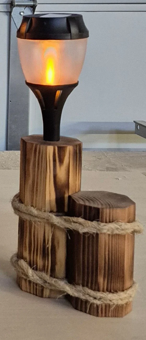 Medium Rustic Wooden Lantern Centerpiece