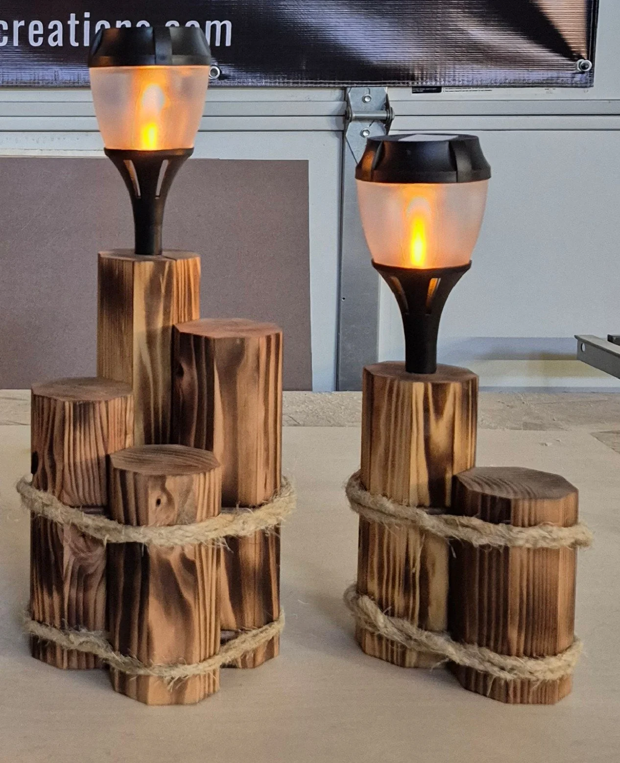 2-Piece Rustic Wooden Lantern Centerpiece – Handcrafted Charm for Any Space