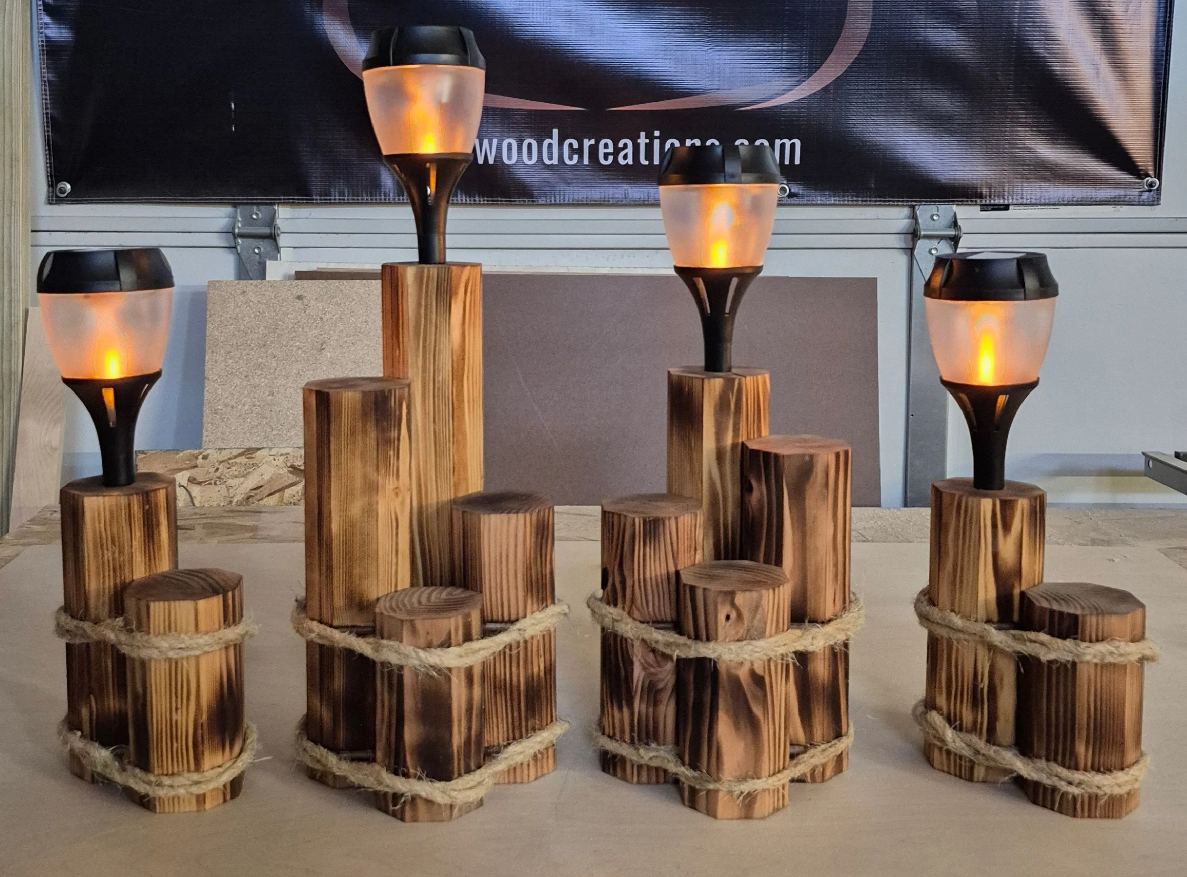 4-Piece Ultimate Rustic Wooden Lantern Centerpiece – Handcrafted Charm for Any Space