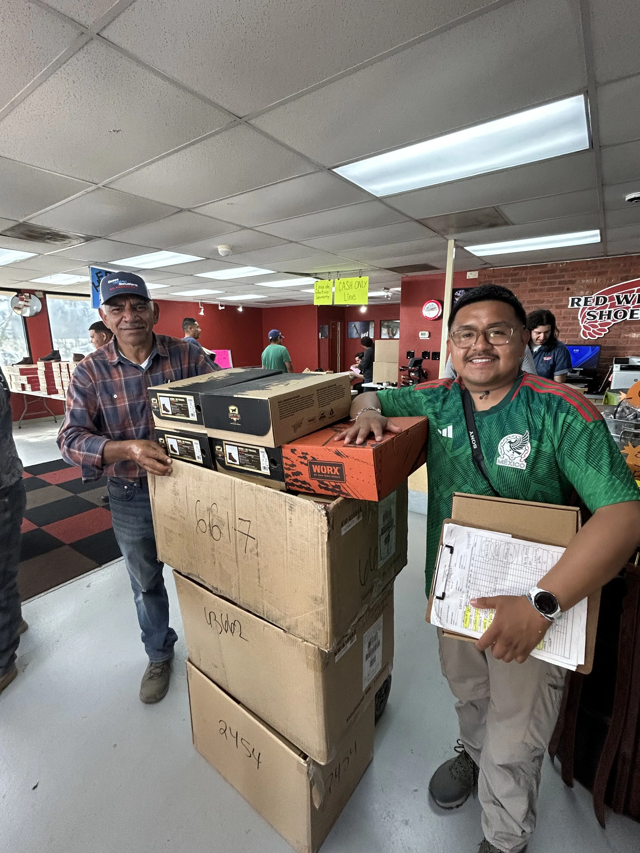 Work boot drive to help farmworkers in Ventura County. Sponsor Red Wing boots