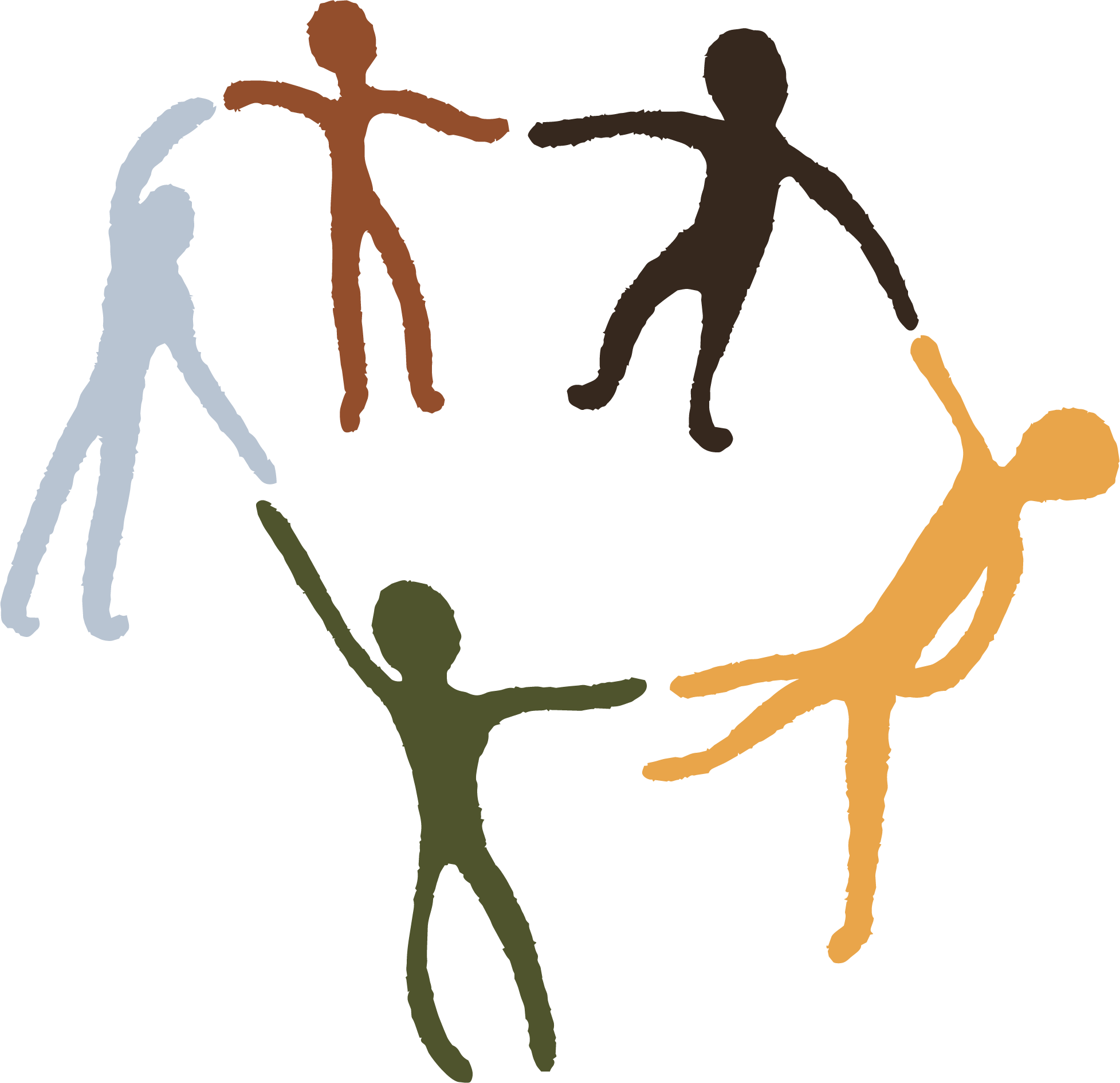 Diverse group of figures in a circle representing multicultural community therapy at Intentional Therapy