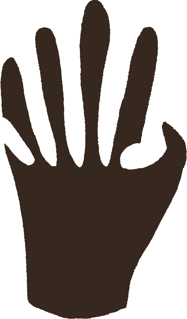 Illustration of a dark-skinned hand with fingers spread apart.