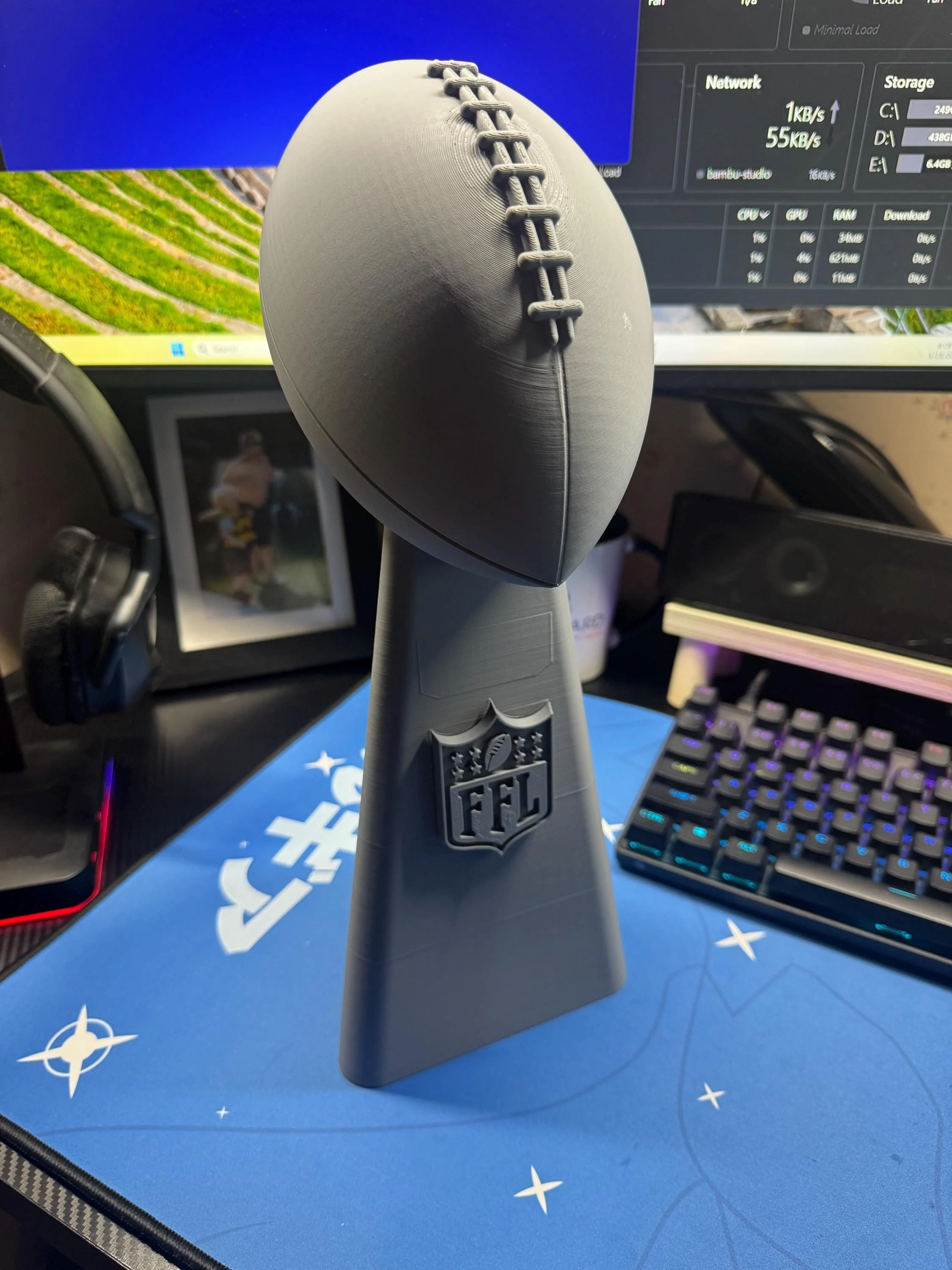 Fantasy Football Trophy Plaque – weighted Lombardi Championship Replica for Fantasy League Winners – Man Cave Decor