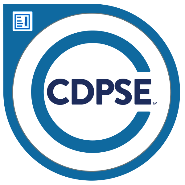 CDPSE certification logo with a blue and white circular design and the text 'CDPSE' in bold blue letters at the center.