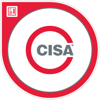 CISA logo with red and white colors and a stylized CISA text.